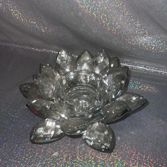 Crystal tea light holder shiny silver  mirrored stunning luxury candle decor - Picture 3 of 6